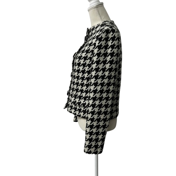 Vintage Liz Claiborne Black & White Houndstooth‎ Soft Wool Blend Jacket Size 4 - Picture 3 of 12